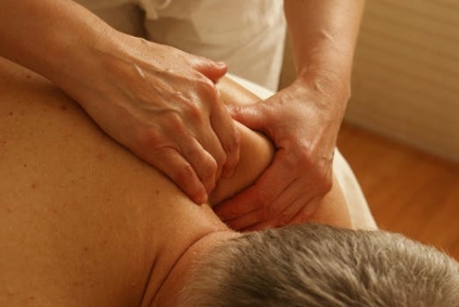 Close-up of a back massage